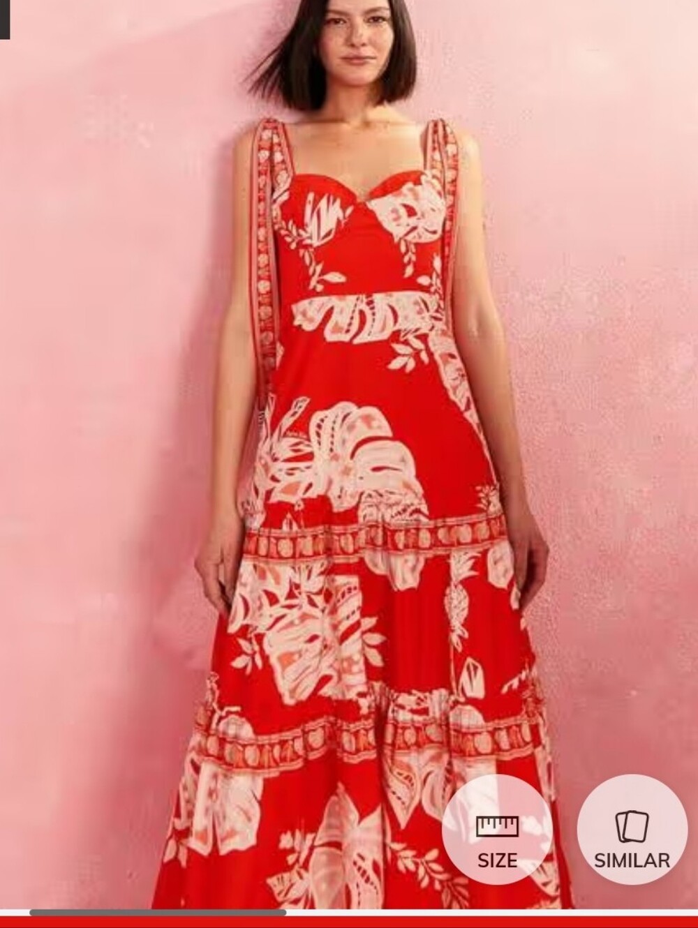 Farm Rio Lace Monstera Red Mididress - Picture 4 of 5